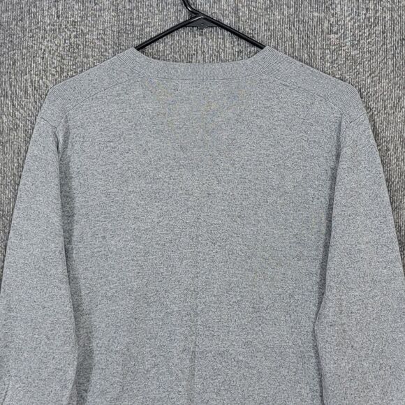 Banana Republic Sweater Mens Medium Gray Silk Linen Blend Long Sleeve V Neck - Picture 8 of 12